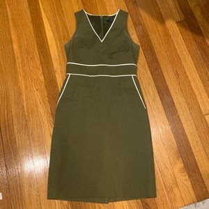Jcrew stretch cotton piped dress in tuscan green